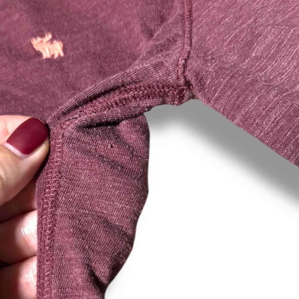 Abercrombie & Fitch Vintage 2000 3/4 Sleeve Shirt Burgundy Y2K Moose Logo Medium - Picture 6 of 7